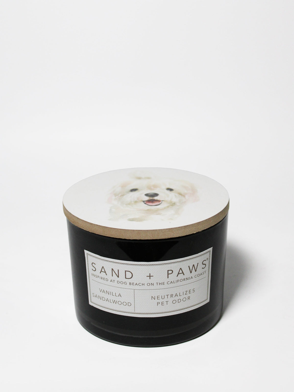 Sand + Paws Vanilla Sandalwood 12 oz scented candle