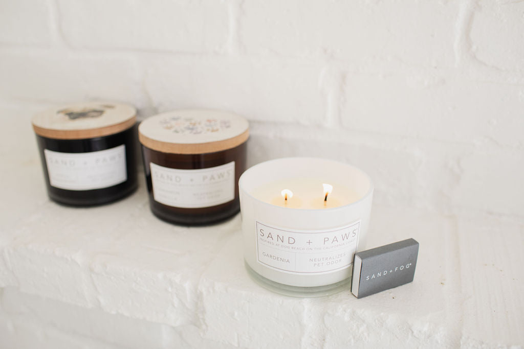 Sand + Paws Gardenia 12 oz scented candle