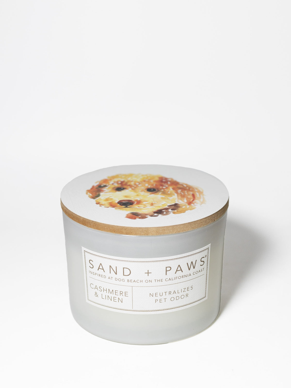 Sand + Paws Cashmere & Linen 12 oz scented candle