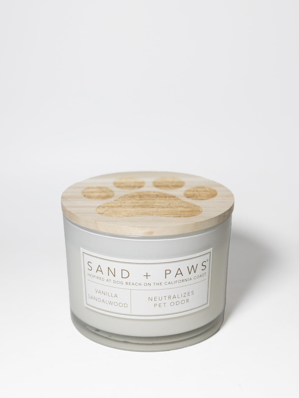 Sand + Paws Vanilla Sandalwood 12 oz scented candle